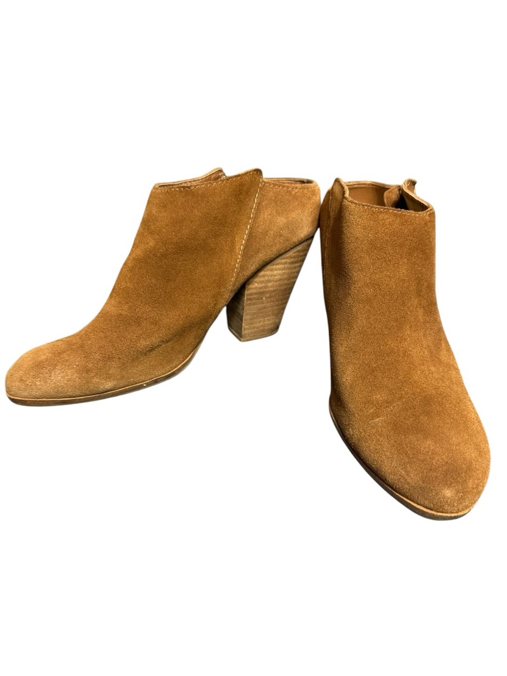 Women’s Suede Tan Block Heel Ankle Booties